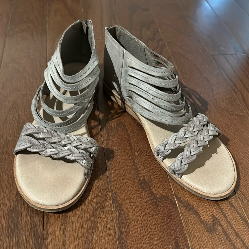 Gray Leather Sandals